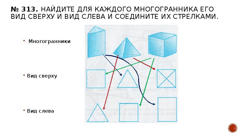 Найдите для каждой картинки пару многогранник сечение