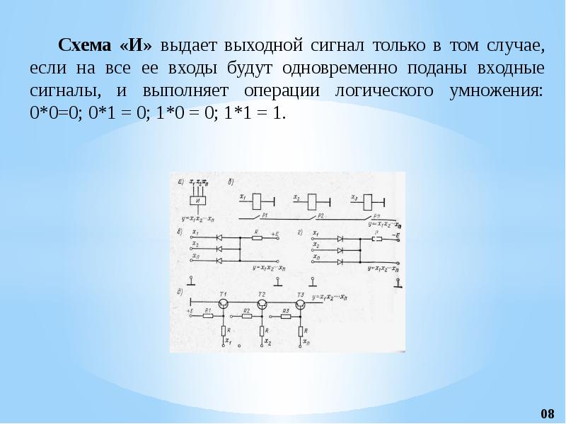 Значение выходного сигнала в приведенной схеме если