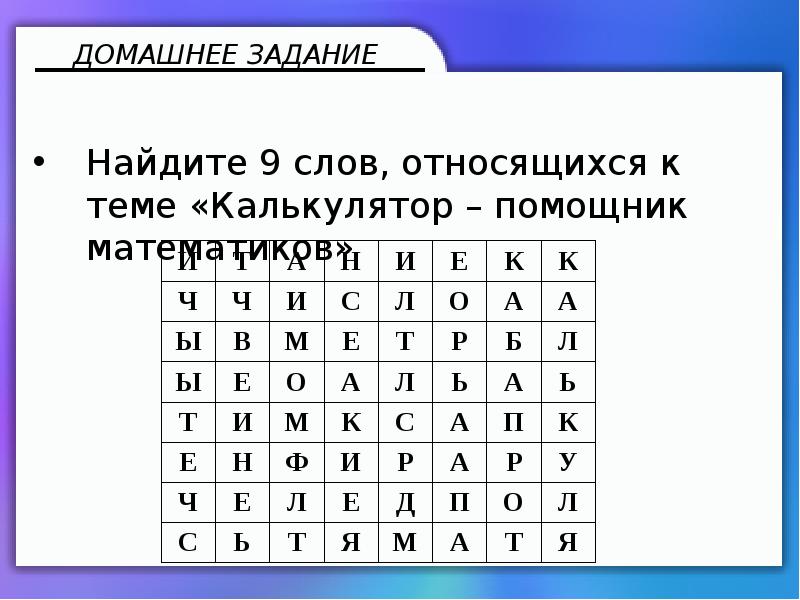 Математика 3 класс знакомство с калькулятором презентация