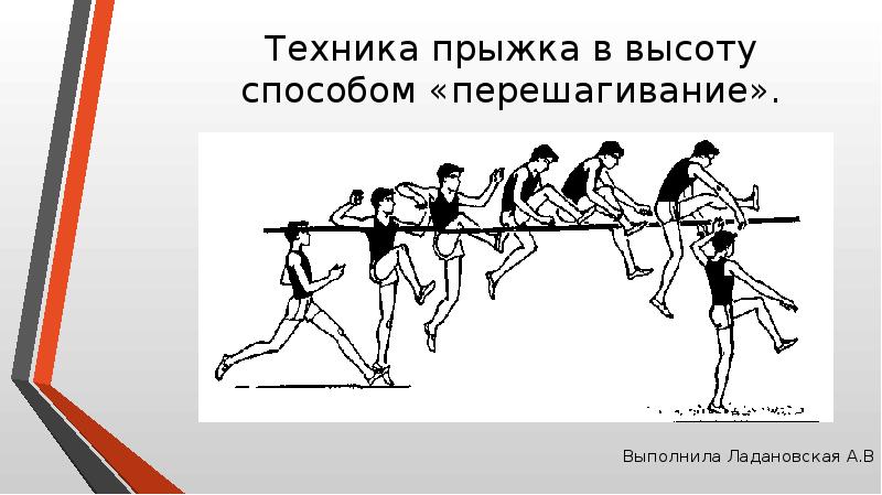 Способ перешагивание. Техника выполнения прыжка в высоту способом перешагивание. Фазы прыжка в высоту способом перешагивание. Фазы прыжка в высоту с разбега способом перешагивание. Прыжки через планку ножницами.