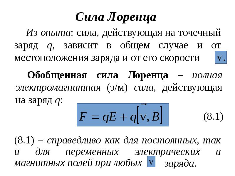 Сила лоренца формула