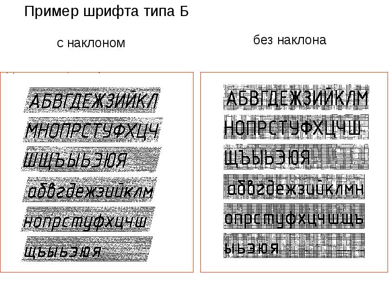 Пример шрифта типа Б