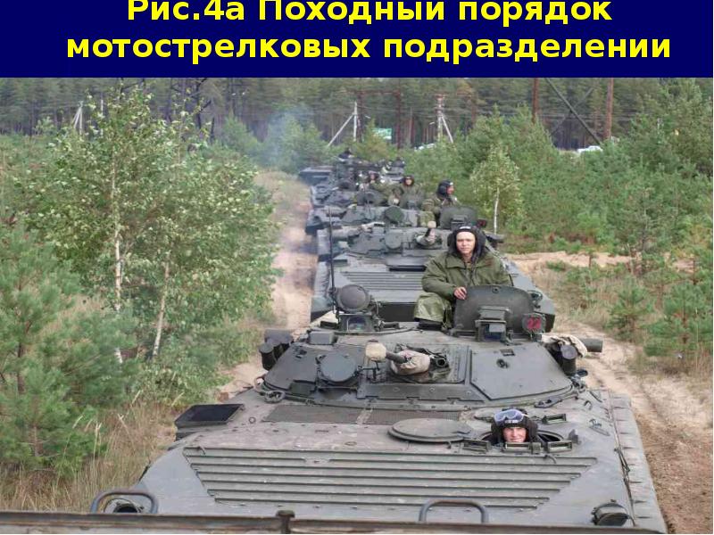 Рис.4а Походный порядок мотострелковых подразделении &nbsp;