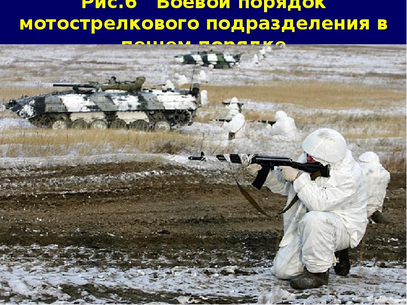 Рис.6  Боевой порядок мотострелкового подразделения в пешем порядке