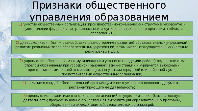 Признаки управления