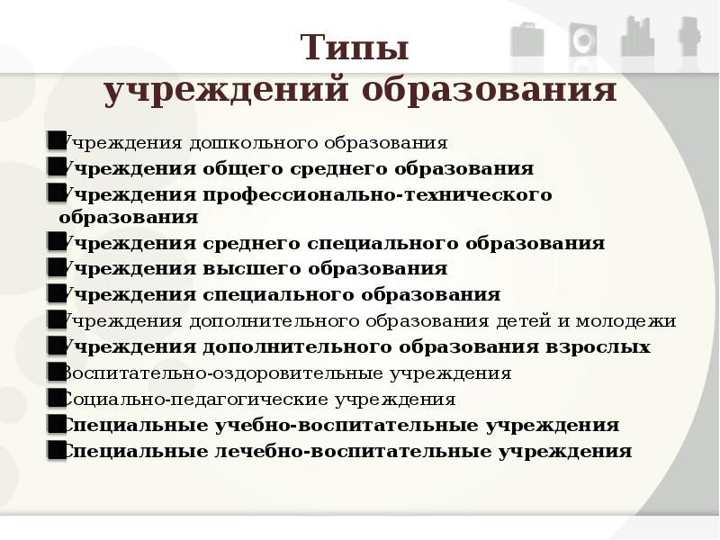 Организациями общего среднего образования. Вид учреждения образования. Тип учреждения образования. Учреждения специального образования. Типы специального образования.