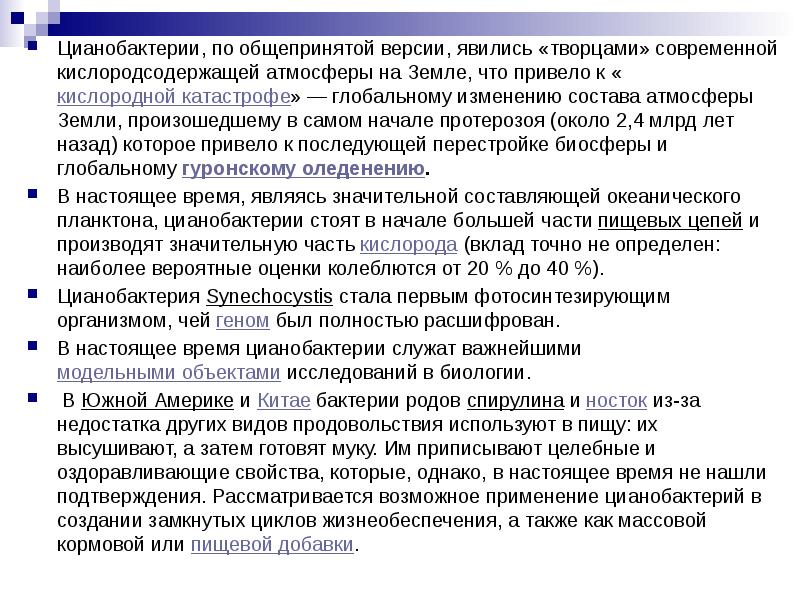 Цианобактерии, по общепринятой версии, явились «творцами» современной кислородсодержащей атмосферы на Земле,