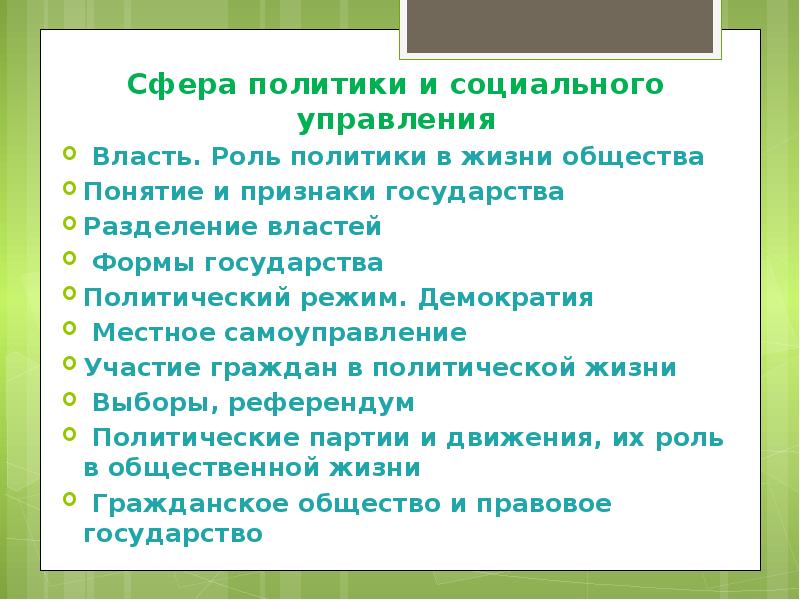 Сфера политики и социального управления огэ презентация