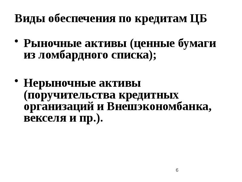 Межбанковское кредитование презентация