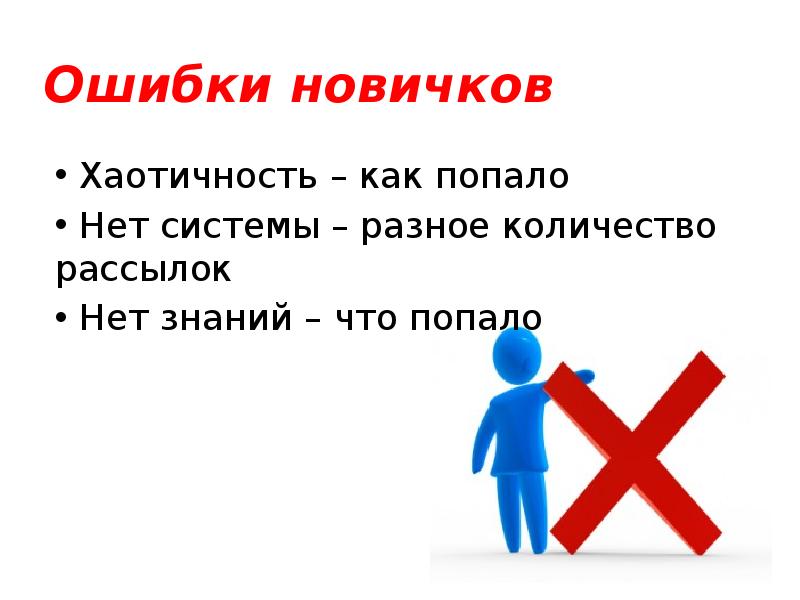 Ошибки новичков
Хаотичность – как попало
Нет системы – Ошибки новичков
Хаотичность – как попало
Нет системы –