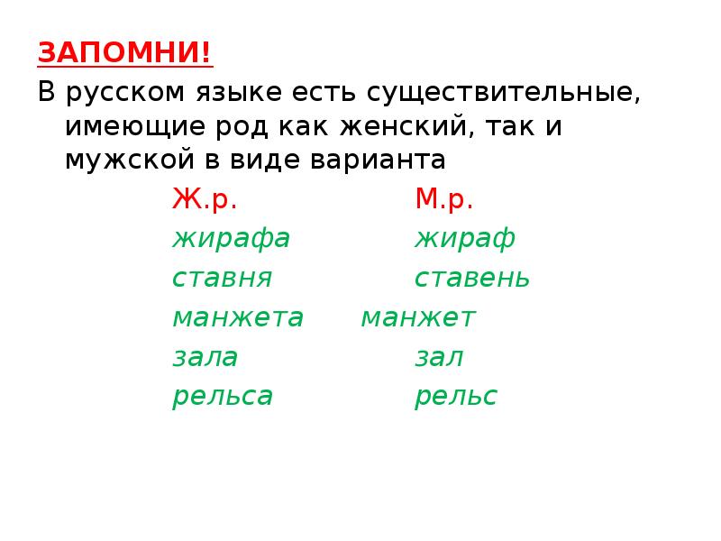 Существительное не имеющее рода