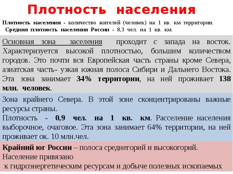 Презентация по географии 8 класс плотность населения россии