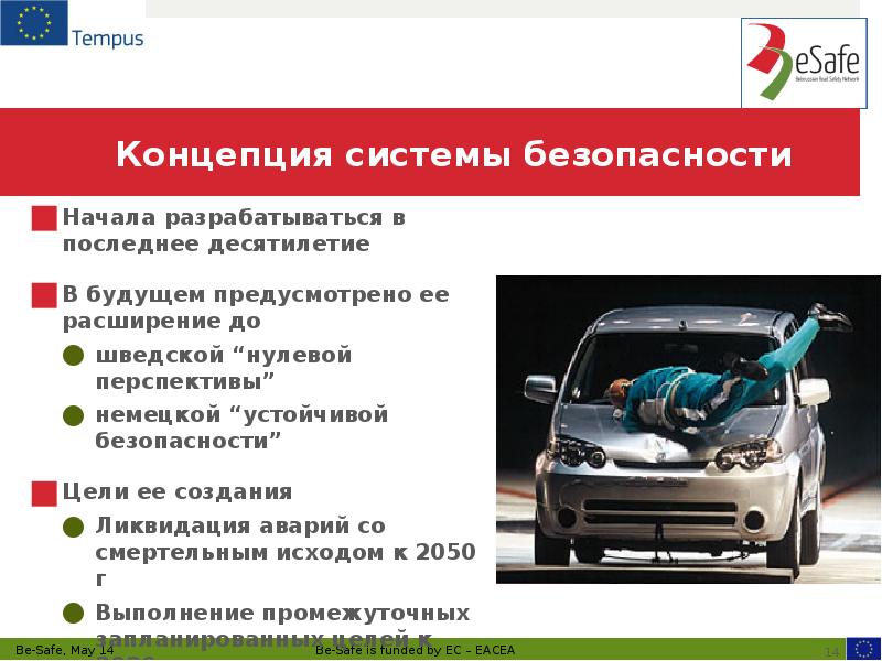 Концепция системы безопасности Начала разрабатываться в последнее десятилетие В будущем предусмотрено