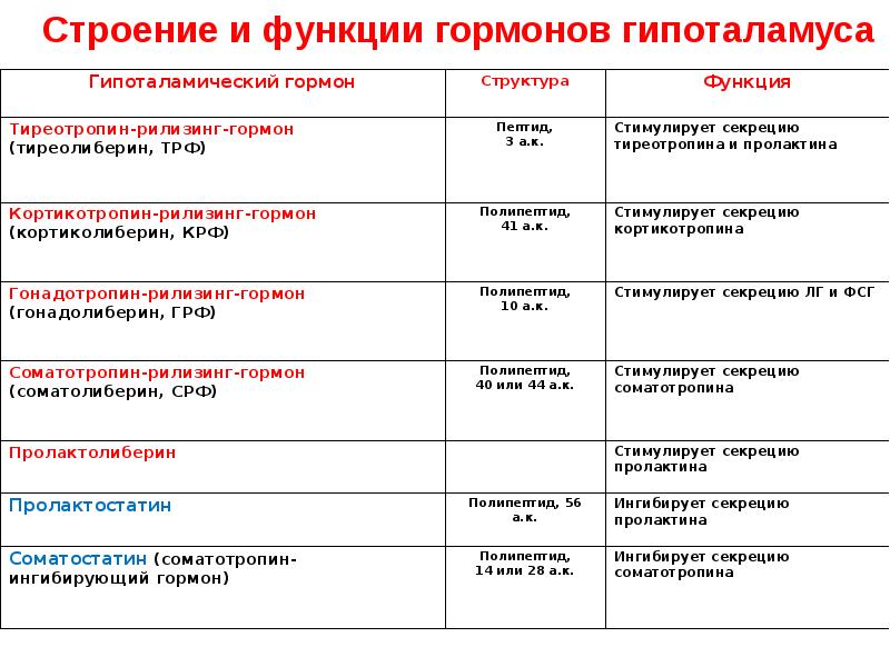 Гормоны гипоталамуса биохимия презентация