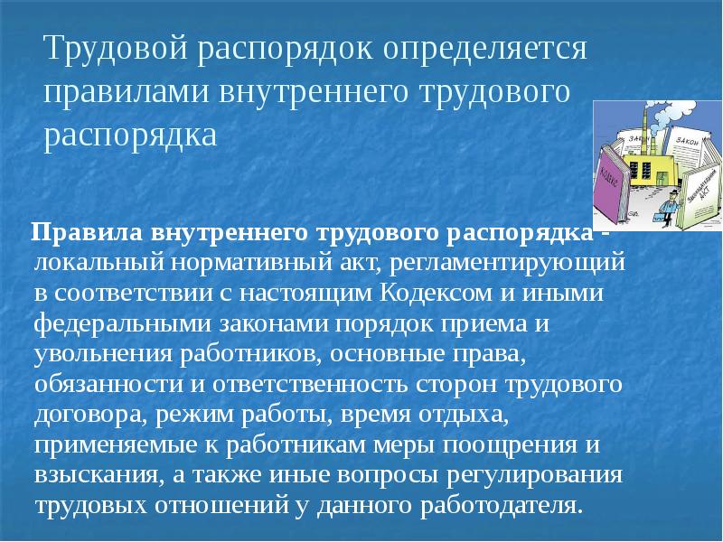 Внутренний трудовой распорядок работодателя