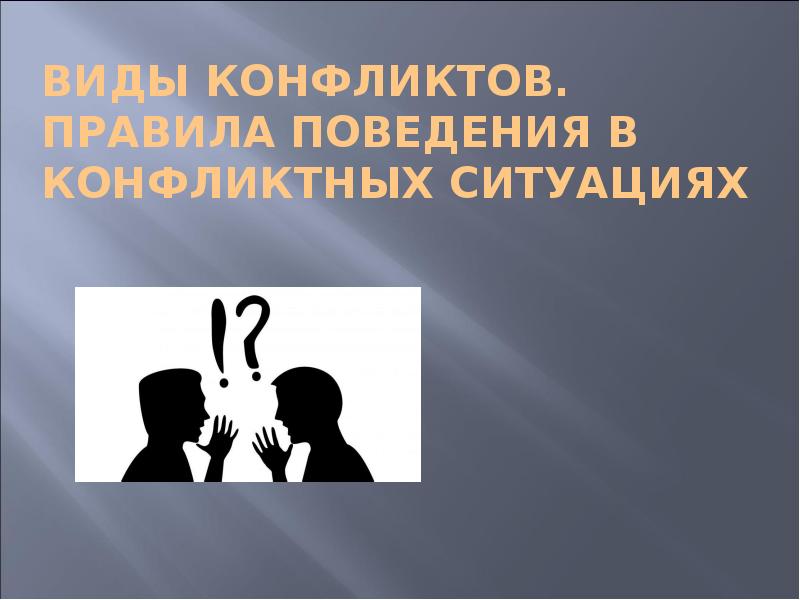 Презентация на тему виды конфликтов правила поведения в конфликтных ситуациях