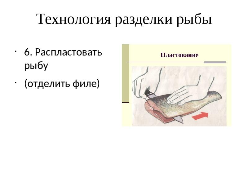 Технологическая схема разделки рыбы на филе без кожи и костей