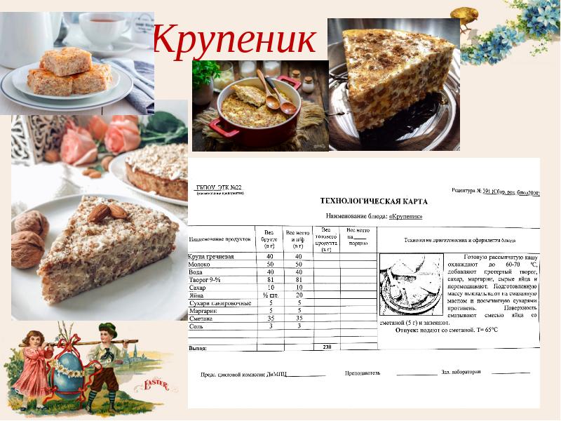 Технологическая карта крупеника