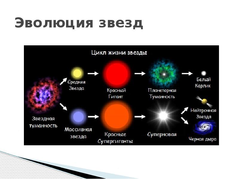 Сверхновая звезда эволюция. Стадии жизненного цикла звезды. Цикл жизни звезды схема. Эволюция звезд. Эволюция звёзд в зависимости от массы.