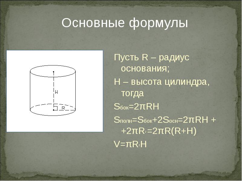 Высота цилиндра формула через объем. Как найти высоту цилиндра. Как найти радиус основания цилиндра. Формула высоты цилиндра через радиус. Sполн Sбок+2sосн.