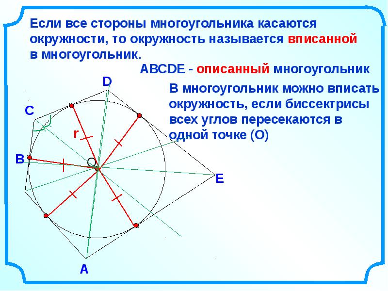 Многоугольники геометрия 8. В какой многоугольник можно вписать окружность.