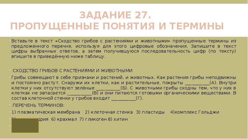 Вставьте термины в текст