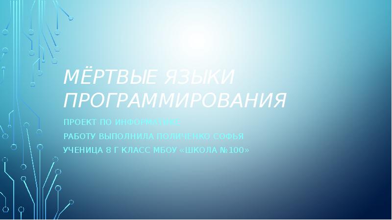 Языки программирования проект по информатике