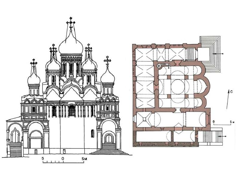 Чертеж собора. Благовещенский собор Кремля план. Благовещенский собор 1484-1489 план. Благовещенский собор Московский Кремль планы разрез. Храмы Московского Кремля Благовещенский собор план.