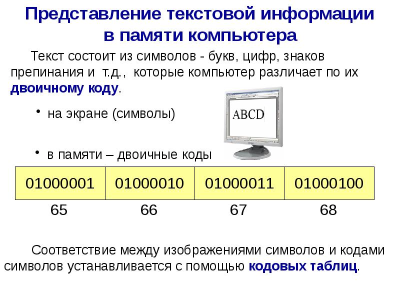 Представление информации 7 класс босова презентация