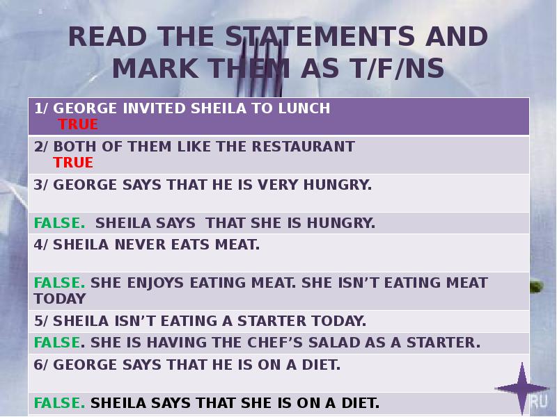 Read the statements and mark