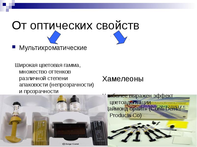 От оптических свойств Мультихроматические  Широкая цветовая гамма, множество оттенков различной