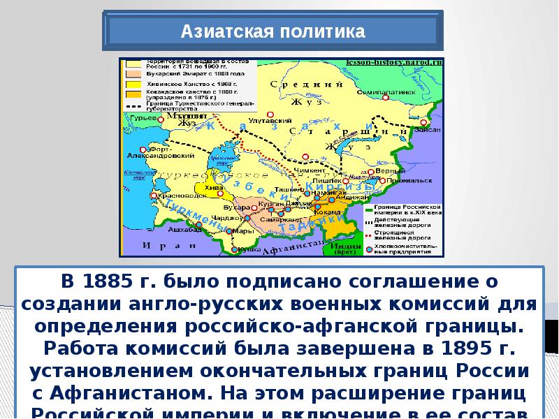 Присоединение средней азии при александре 3 карта