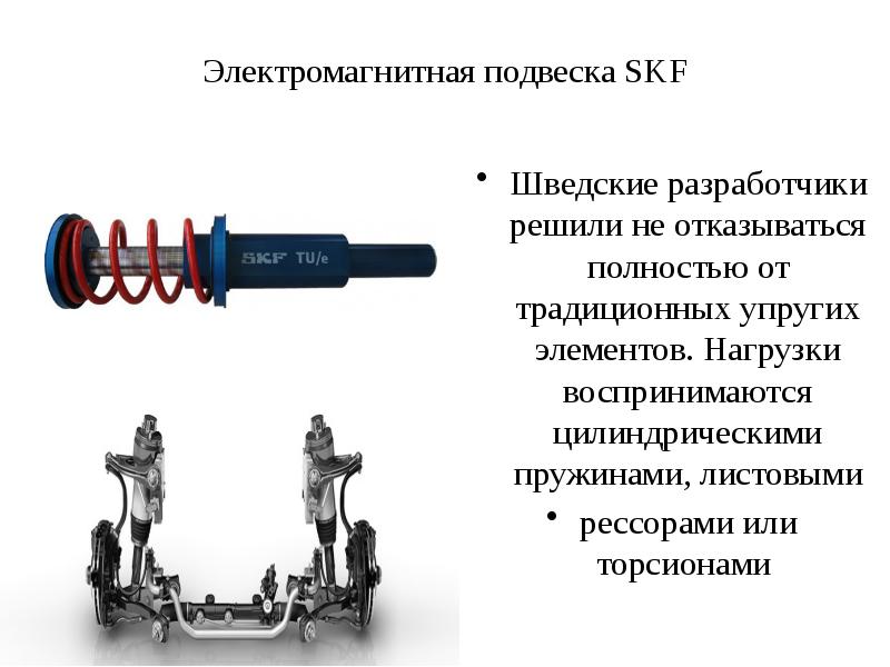 Электромагнитная подвеска SKF Шведские разработчики решили не отказываться полностью от традиционных