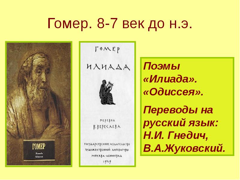 Презентация литература 6 класс илиада и одиссея