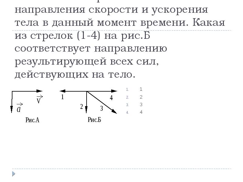 Направление силы и скорости