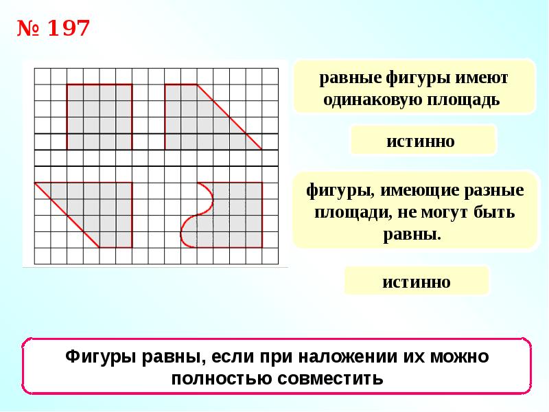 Равные имеют равные. Равные фигуры имеют. Фигуры, имеющие одинаковую площадь, равны. Неравные фигуры имеют различные площади. Разные фигуры с одинаковой площадью.