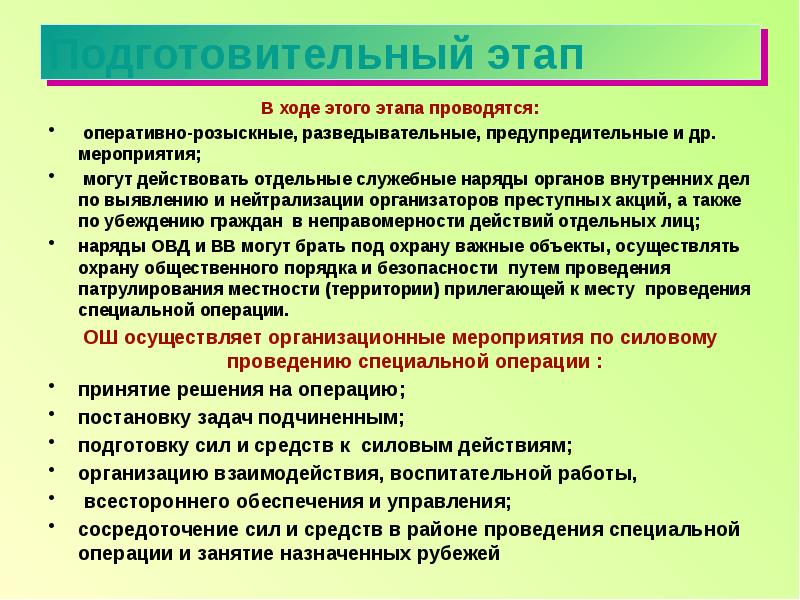 Особенности проведения спецопераций презентация