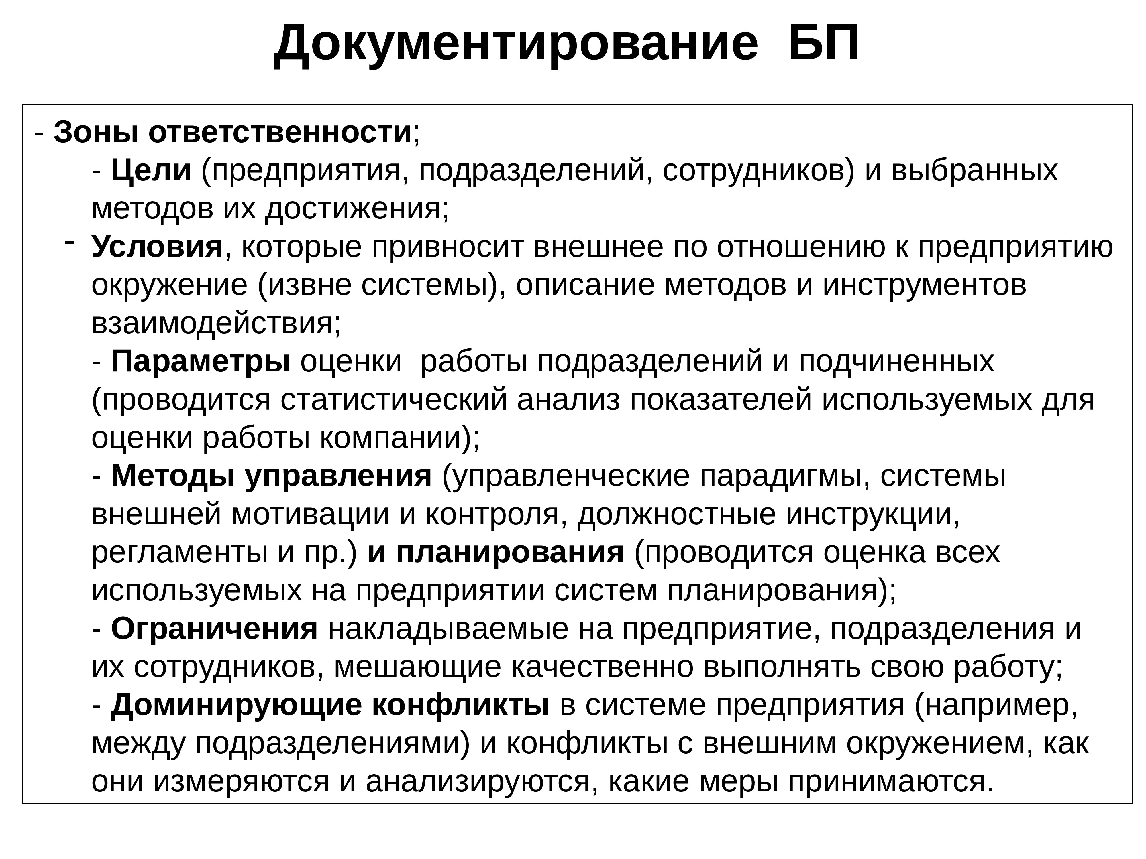 Зона ответственности руководителя проекта