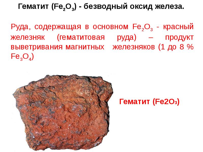 Образец железной руды массой 100г