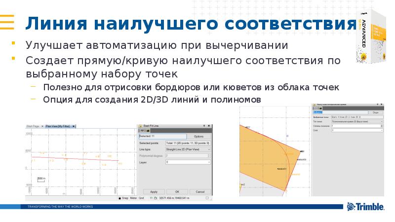 Линия наилучшего соответствия
Улучшает автоматизацию при вычерчивании
Создает прямую/кривую наилучшего соответствия Линия наилучшего соответствия
Улучшает автоматизацию при вычерчивании
Создает прямую/кривую наилучшего соответствия