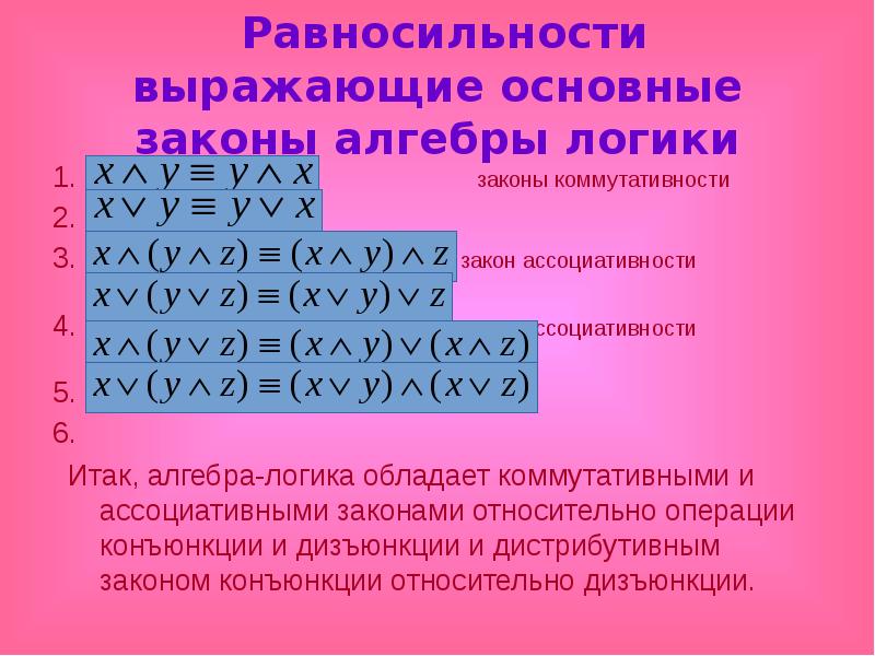 Презентация на тему алгебра логики 10 класс