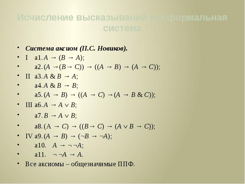 Схемы аксиом исчисления высказываний