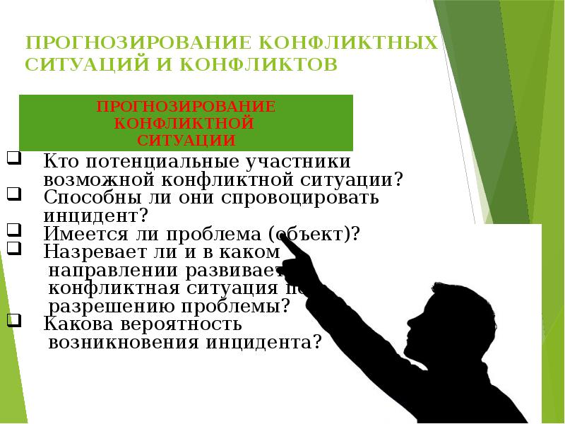 ПРОГНОЗИРОВАНИЕ КОНФЛИКТНЫХ СИТУАЦИЙ И КОНФЛИКТОВ ПРОГНОЗИРОВАНИЕ КОНФЛИКТНЫХ СИТУАЦИЙ И КОНФЛИКТОВ