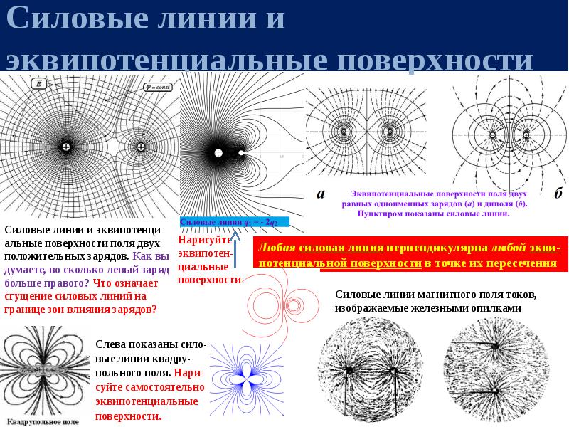 Силовые линии эквипотенциальные линии