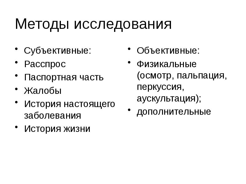 Субъективное обследование пациента