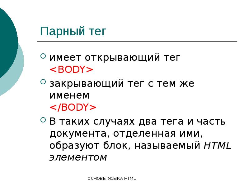 Основы языка html презентация