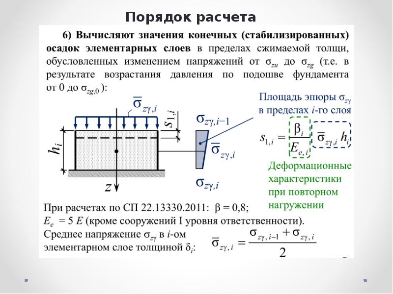 Осадка оснований. Под осадкой грунтового массива понимают... *. Формула для вычисления осадки основания гибкой квадратной площадки.