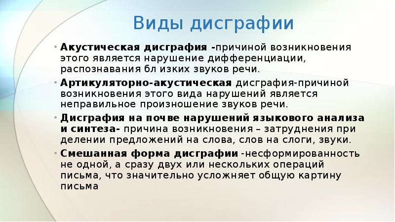 Дисграфия и дислексия презентация