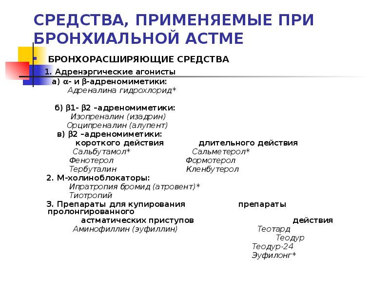 Средства влияющие на функции органов дыхания схема