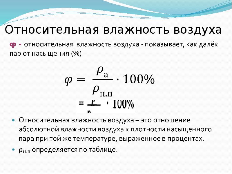 Относительная влажность воздуха плотность. Относительная влажность воздуха формула через температуру. Относительная влажность воздуха формула физика. Формула абсолютной влажности воздуха физика. Относительная влажность формула.